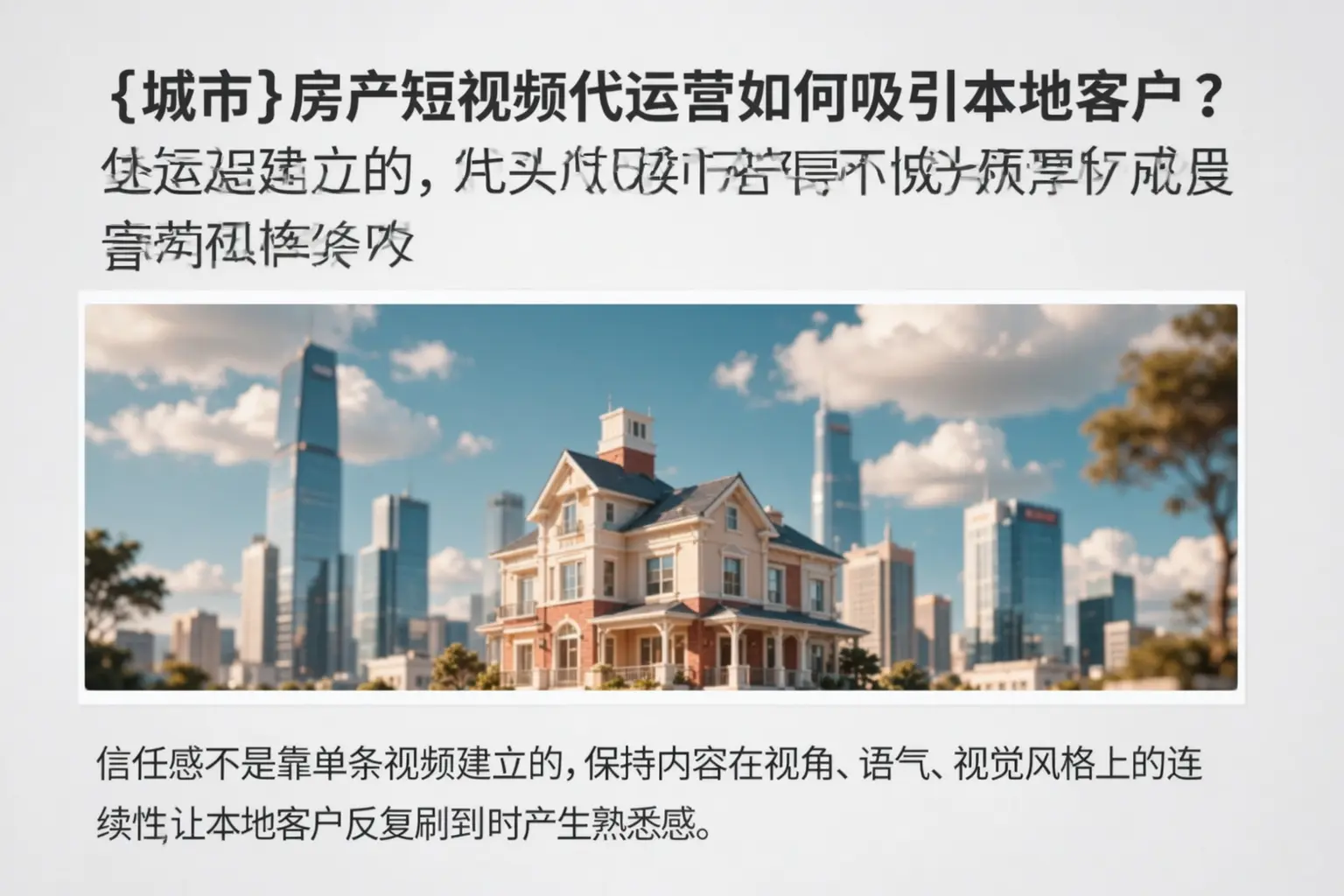 广阳房产短视频代运营如何吸引本地客户？